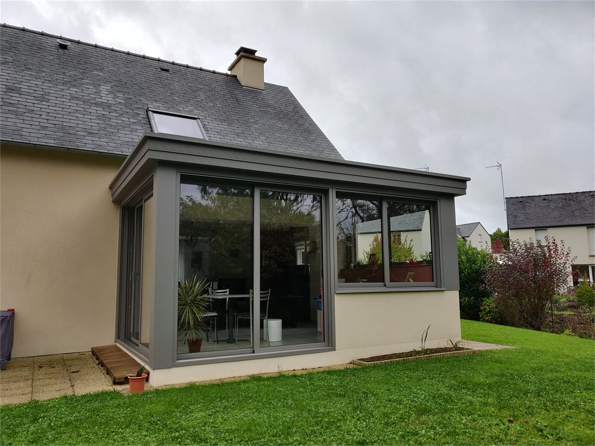 Extension véranda en aluminium anthracite